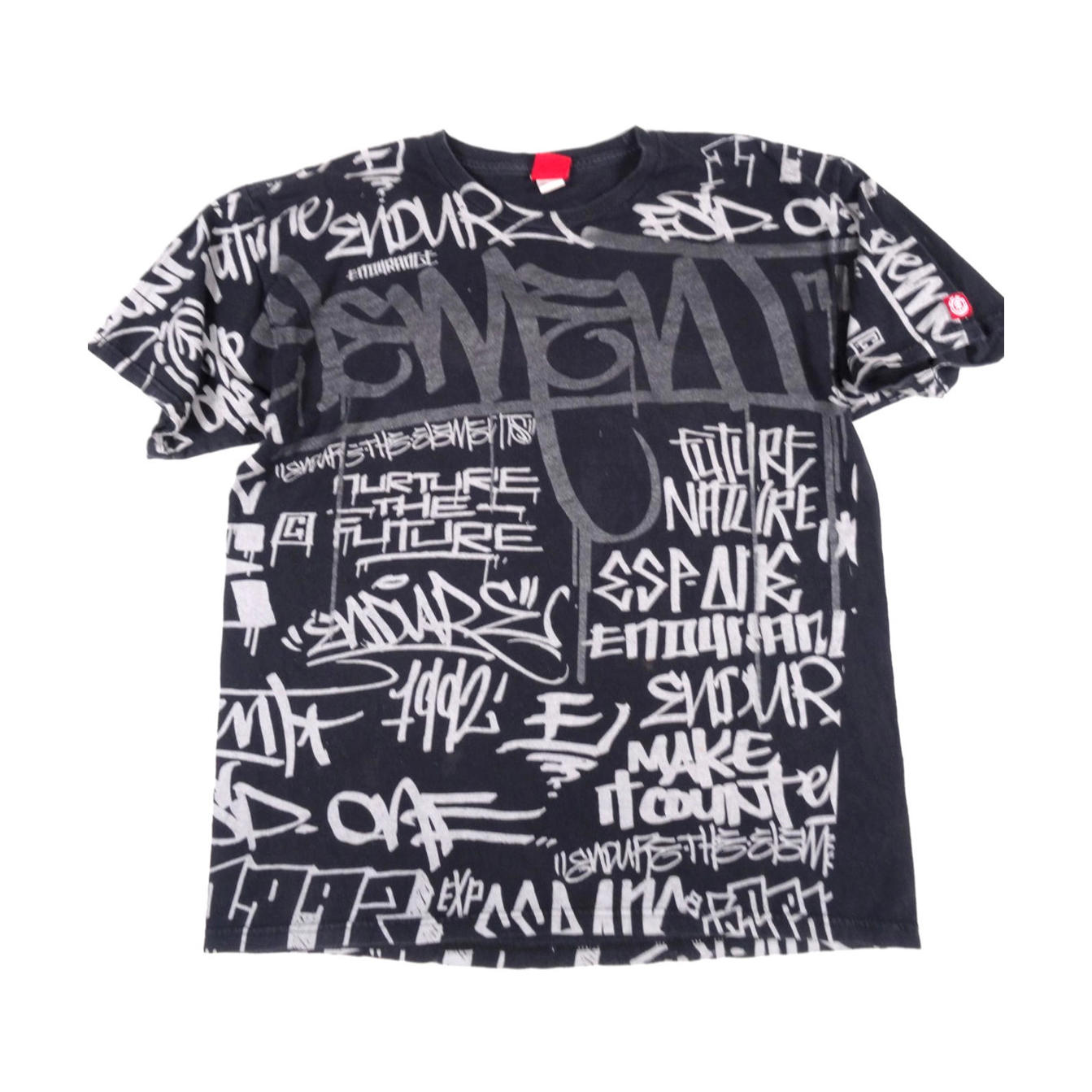 Vintage 90s Element Skateboard T Shirt Mens Large Black Bam Margera Aop Tee